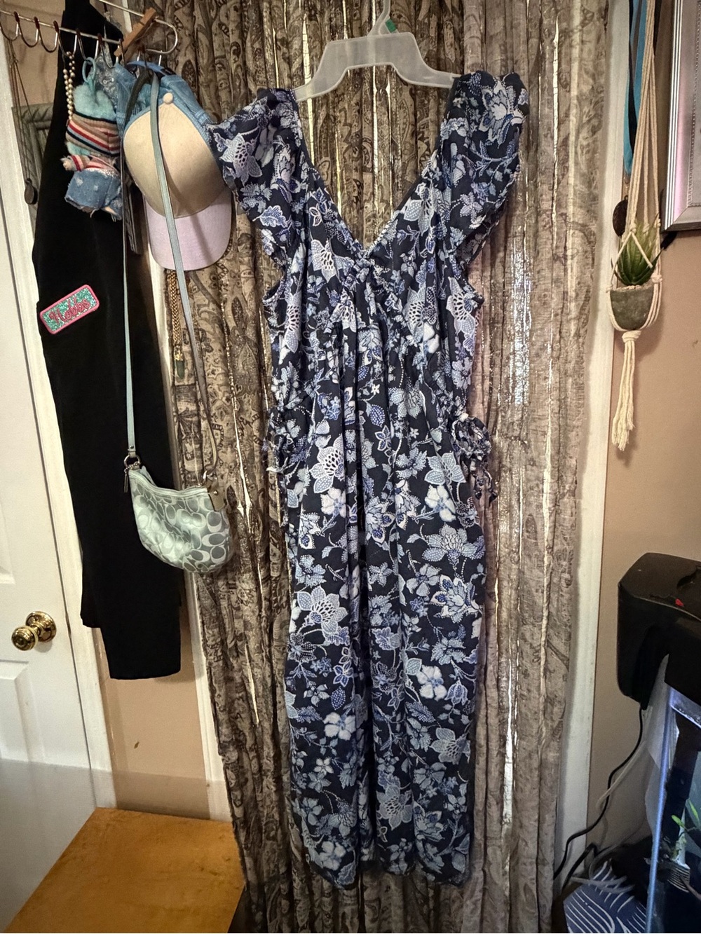 GAP Navy Blue Floral Midi Dress